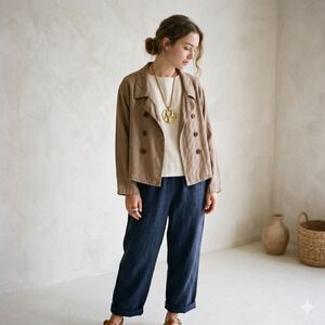 Kiko Taupe Quilted Double-Breasted Jacket